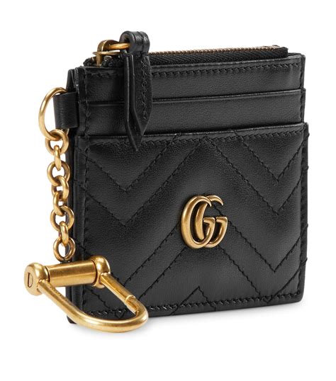 gucci black card holder wtih chain dupe|Maxi GG card case in Black Leather .